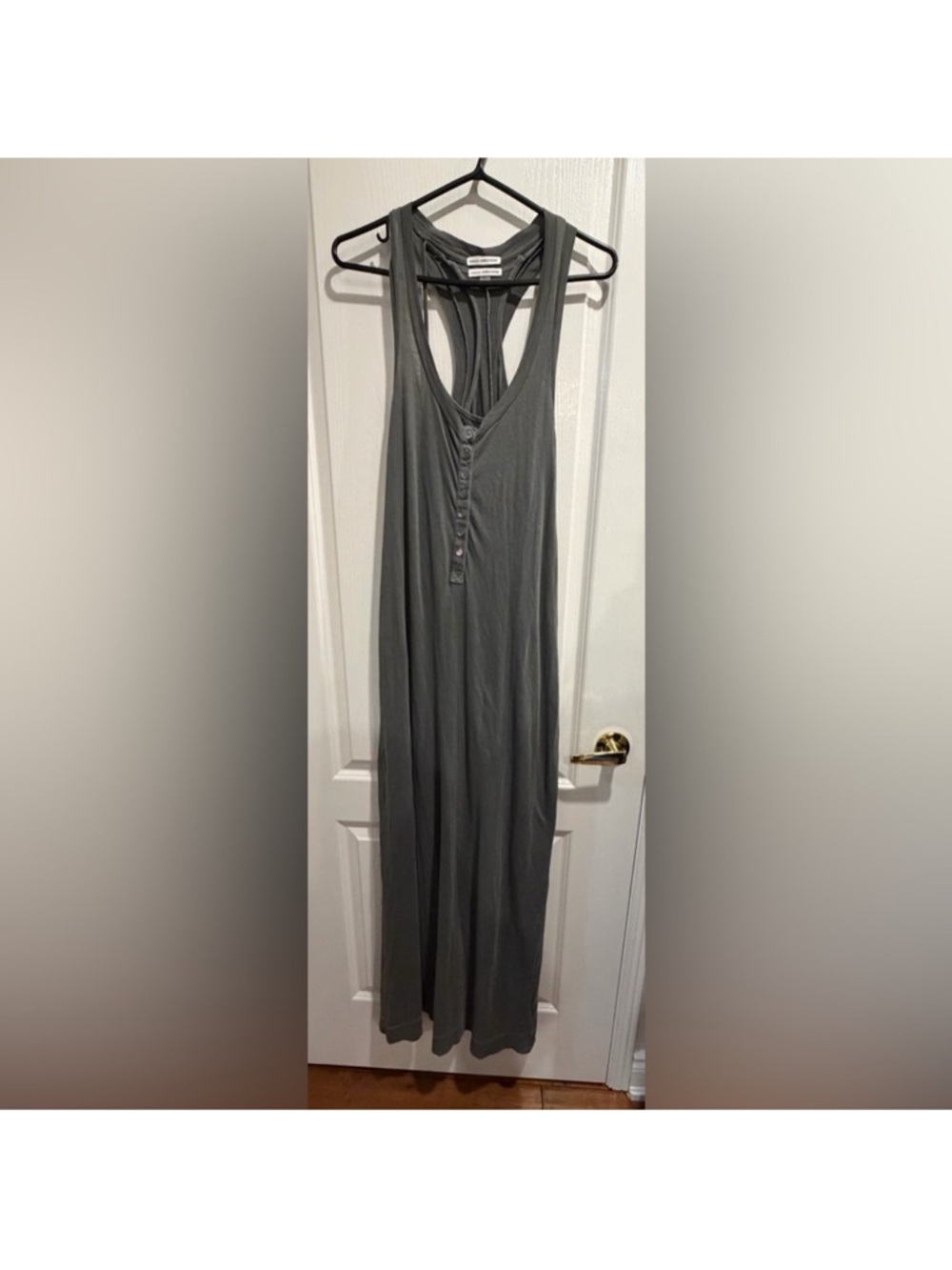 James Perse Gray Button-Front, Racerback Maxi Dress - Picture 4 of 10
